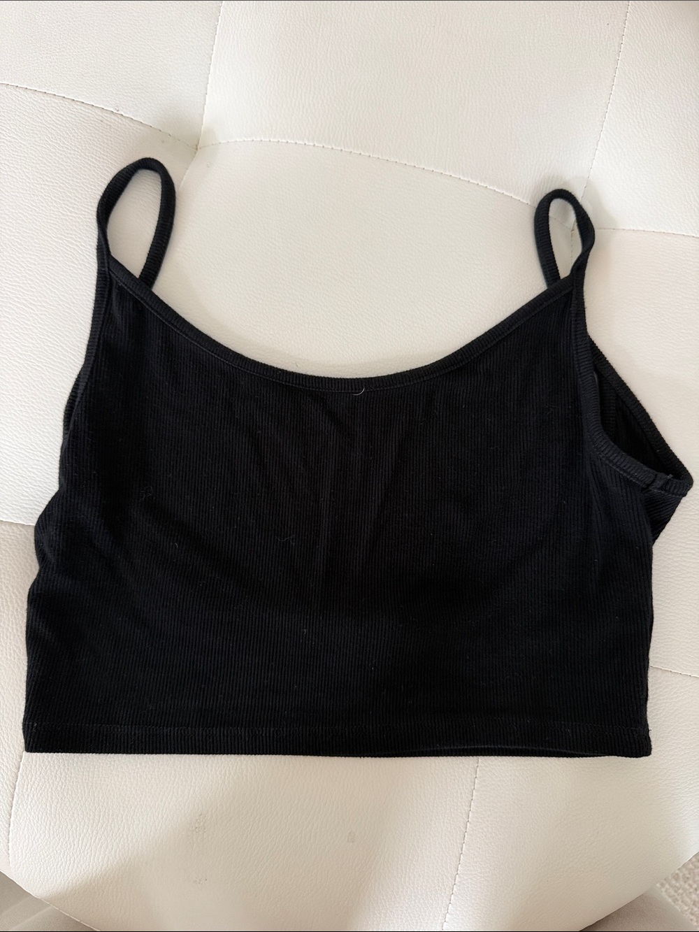 Joah Brown Classic Black Ribbed Crop Tank Top
